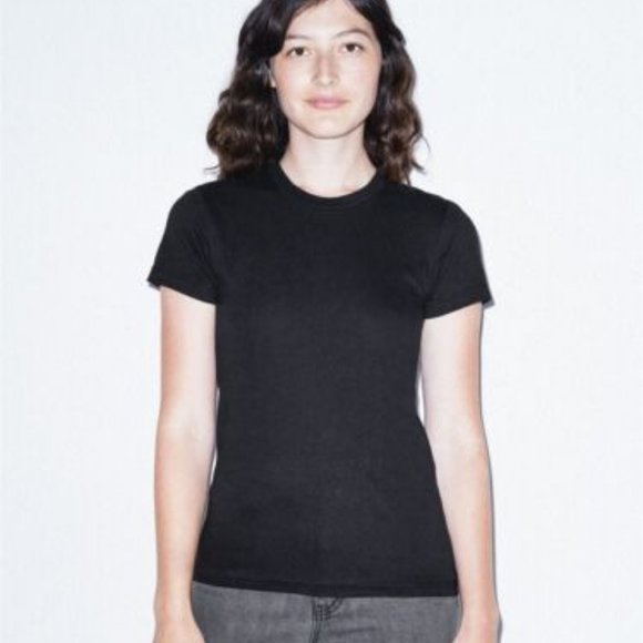 NWT AMERICAN APPAREL WOMEN'S FINE JERSEY T-SHIRT BLACK XS - Picture 1 of 10